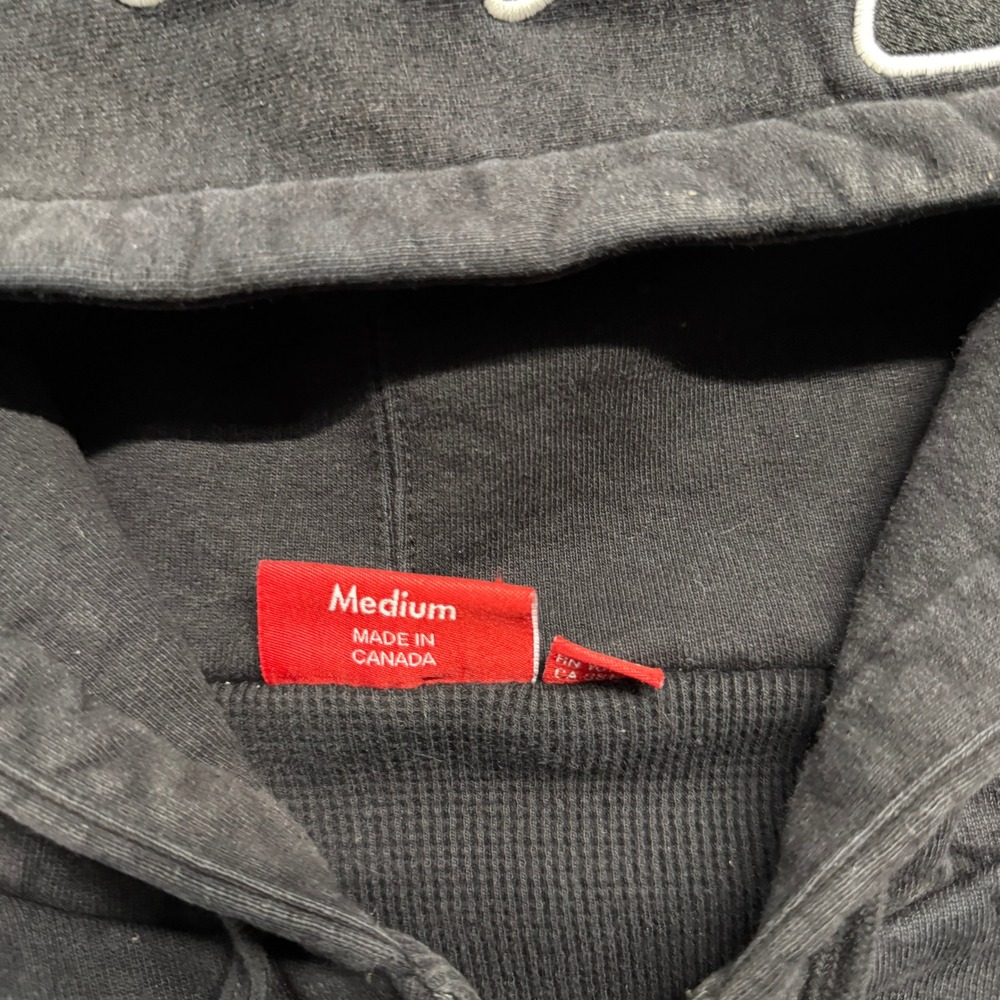 Supreme Script Logo Thermal Lined Zip Up Hoodie Mens Medium Black Made in Canada - Picture 5 of 8